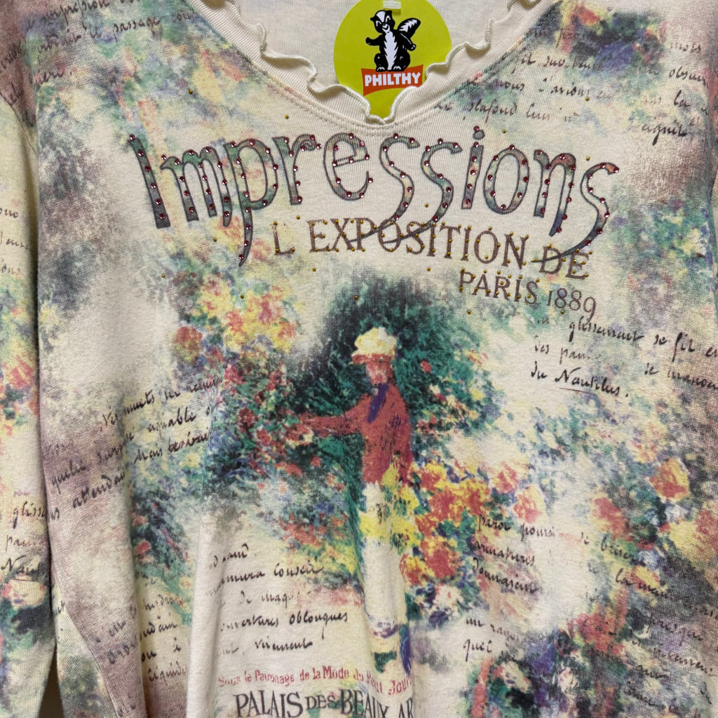 Vintage All-Over Impressions Graphic Shirt: XL