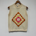 Vintage Knit Orange White Pink Sweater Vest: S