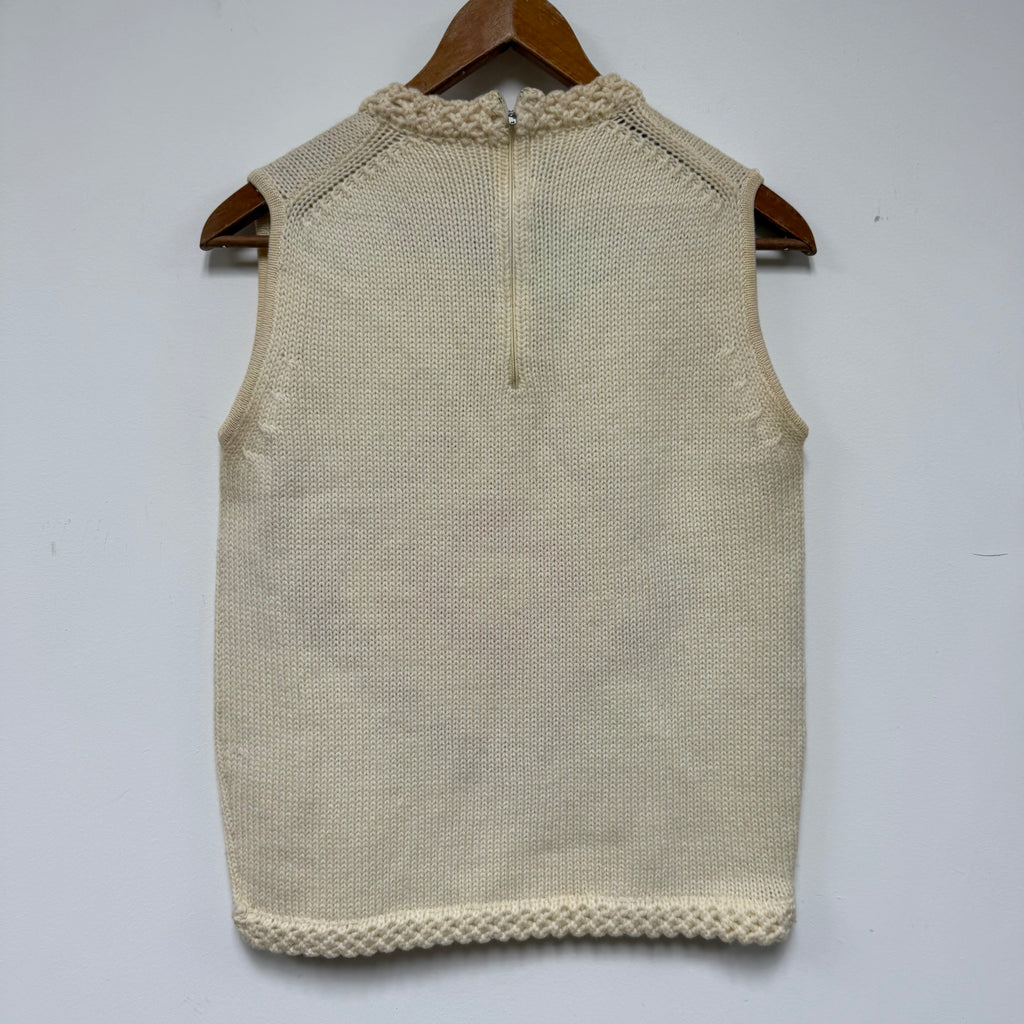 Vintage Knit Orange White Pink Sweater Vest: S