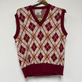 Vintage Red Argyle Orlon Knit 70's Sweater Vest: M