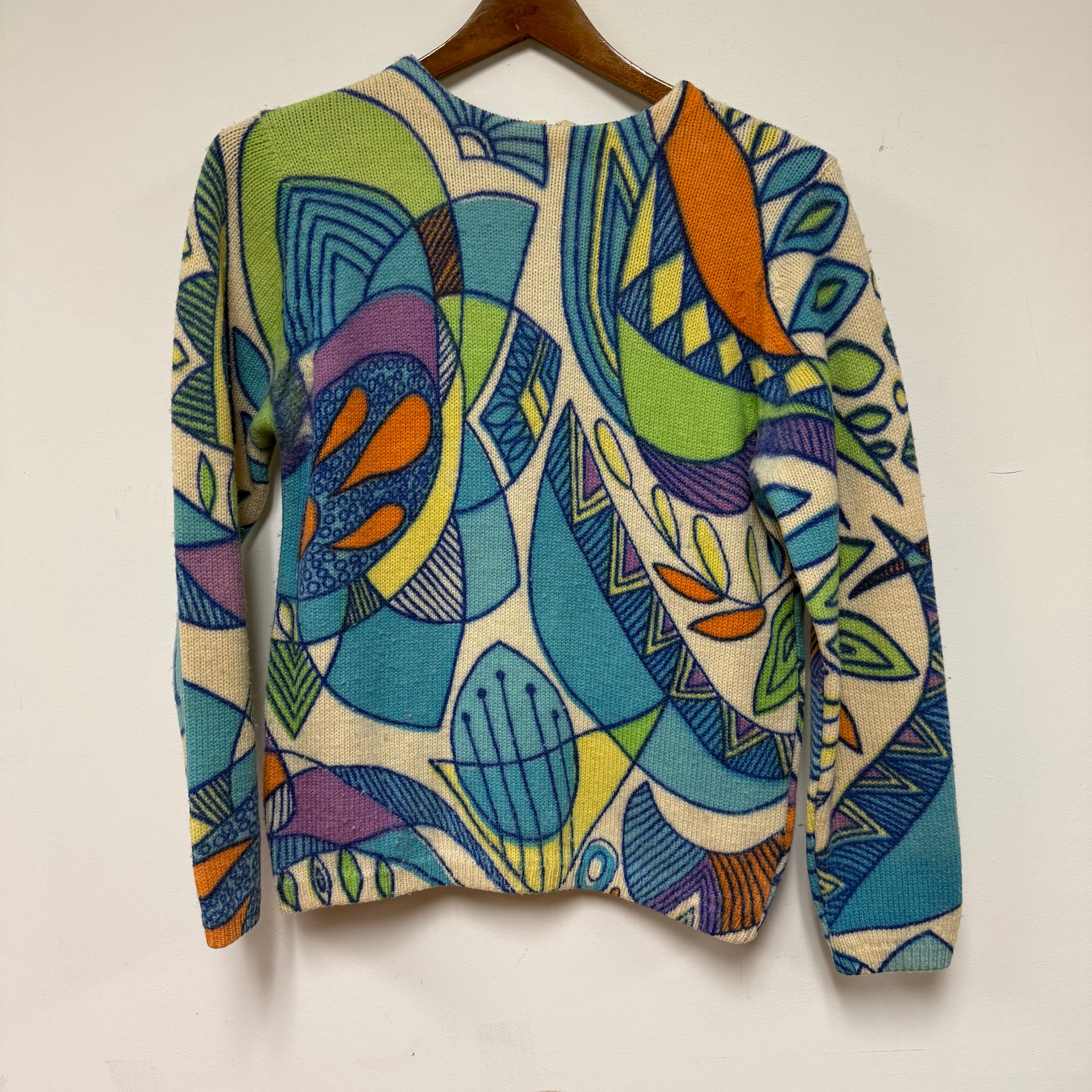 Vintage Darlene 60's All-Over Psycahdelic Graphic Knit Sweater: S
