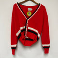 Vintage Red Striped Orlon Rugby Knit Cardigan Sweater: M