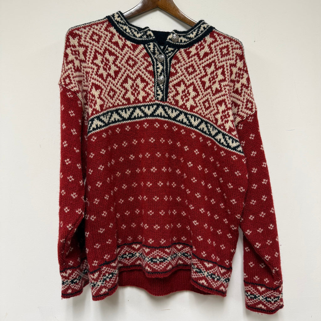Vintage LL Bean Quarter Button Knit Sweater: L