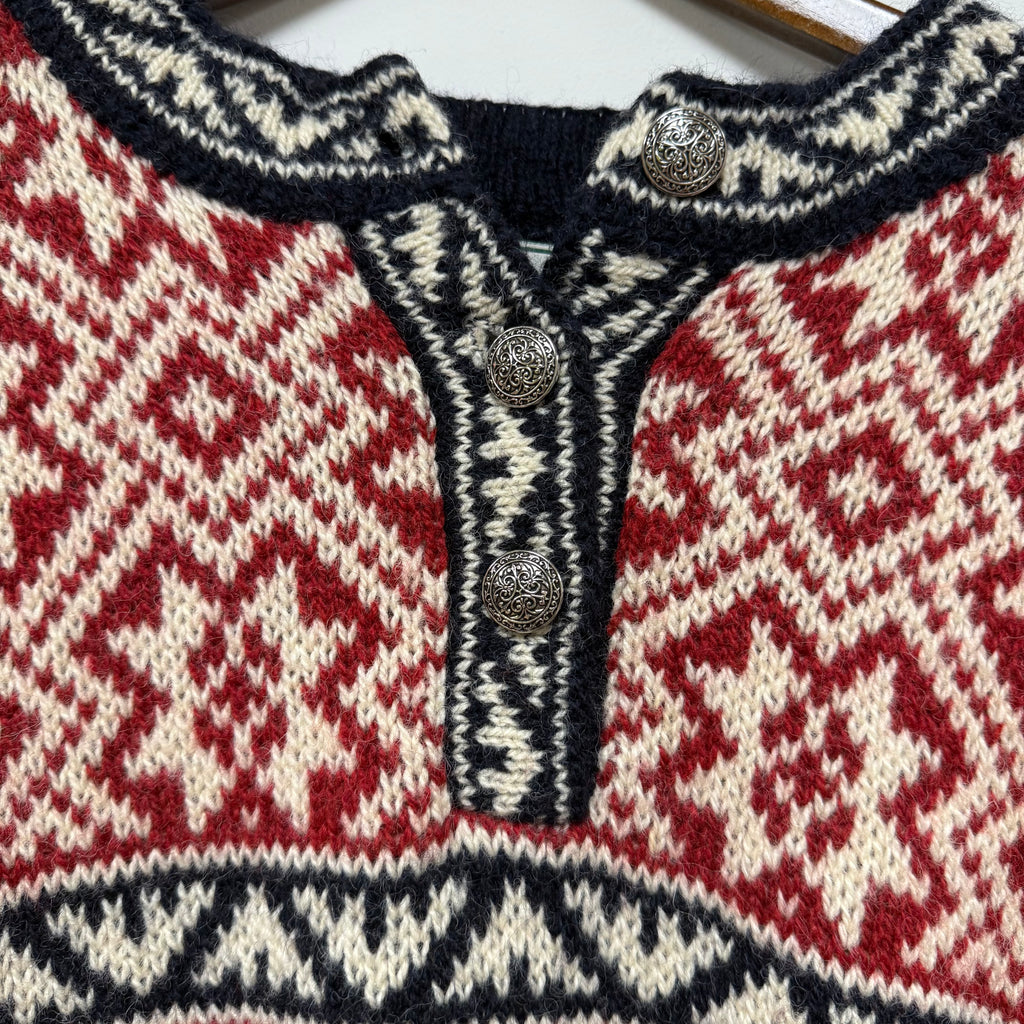 Vintage LL Bean Quarter Button Knit Sweater: L