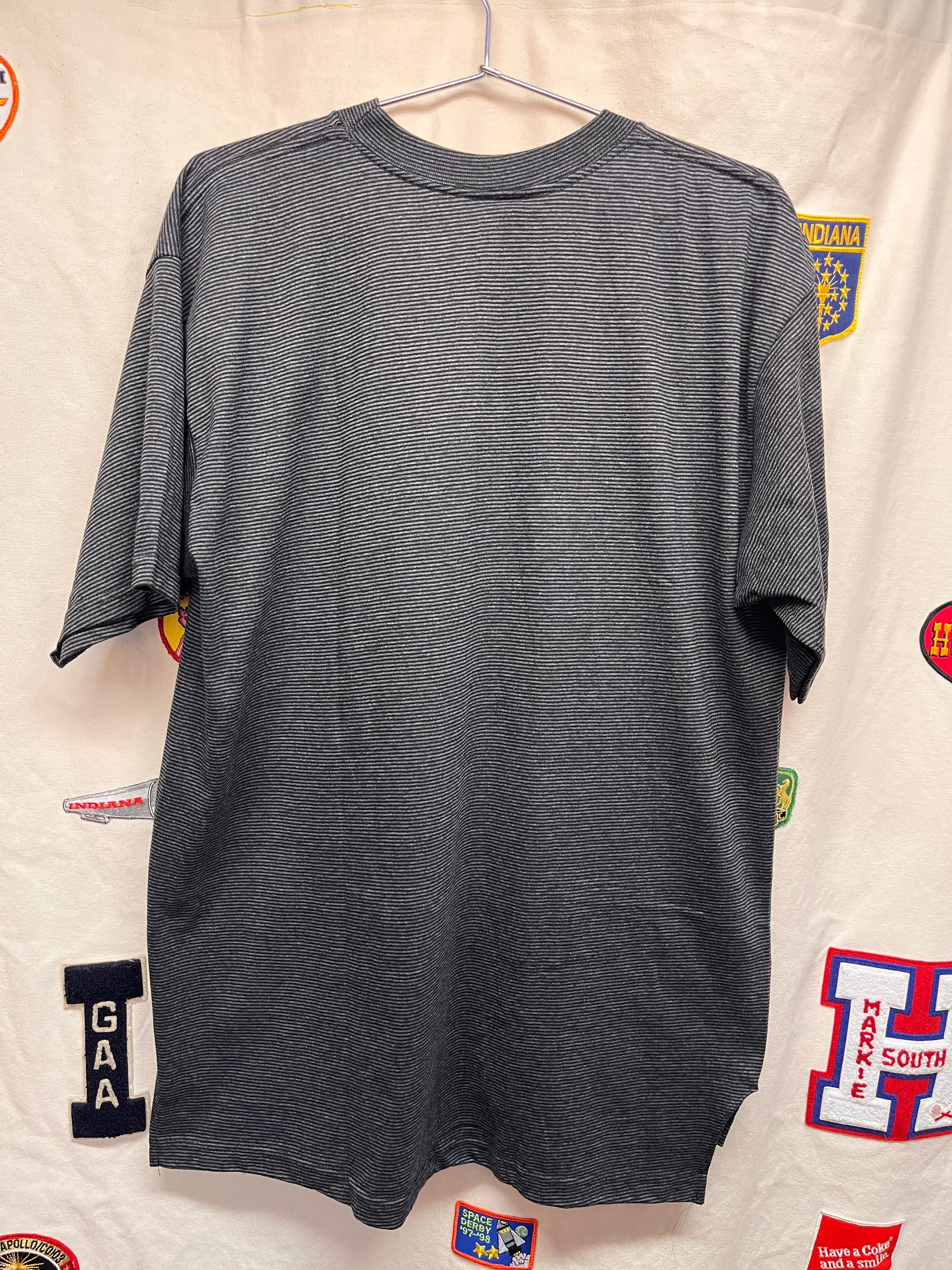 Vintage Marlboro Gear Charcoal Grey Black Stripe NWT Pocket T-Shirt: XL