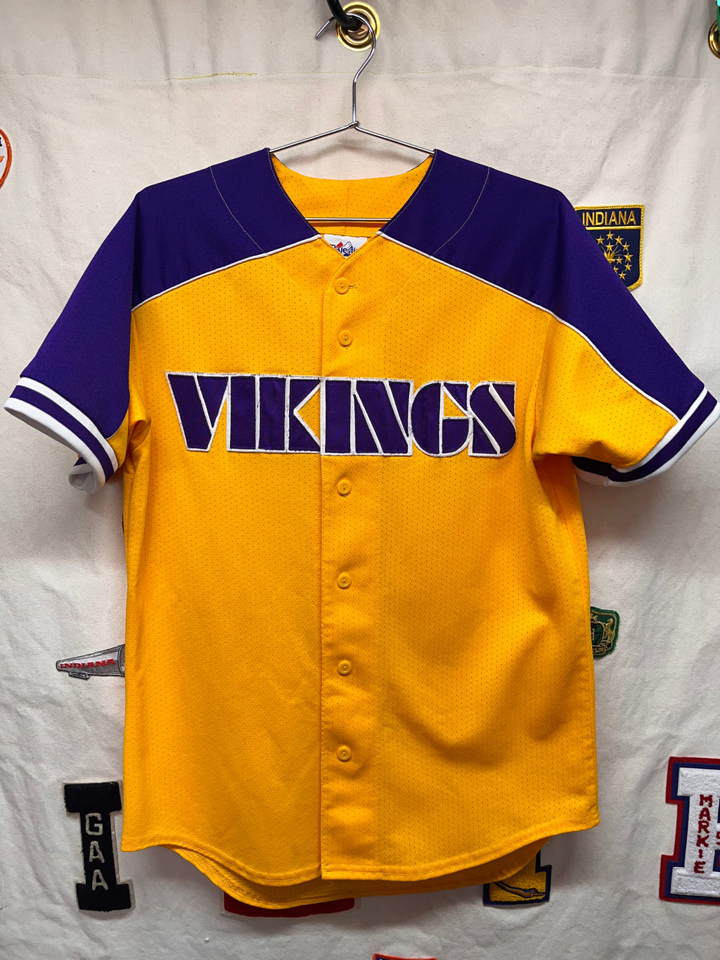 Vintage Minnesota Vikings NFL Majestic Baseball Jersey: Medium