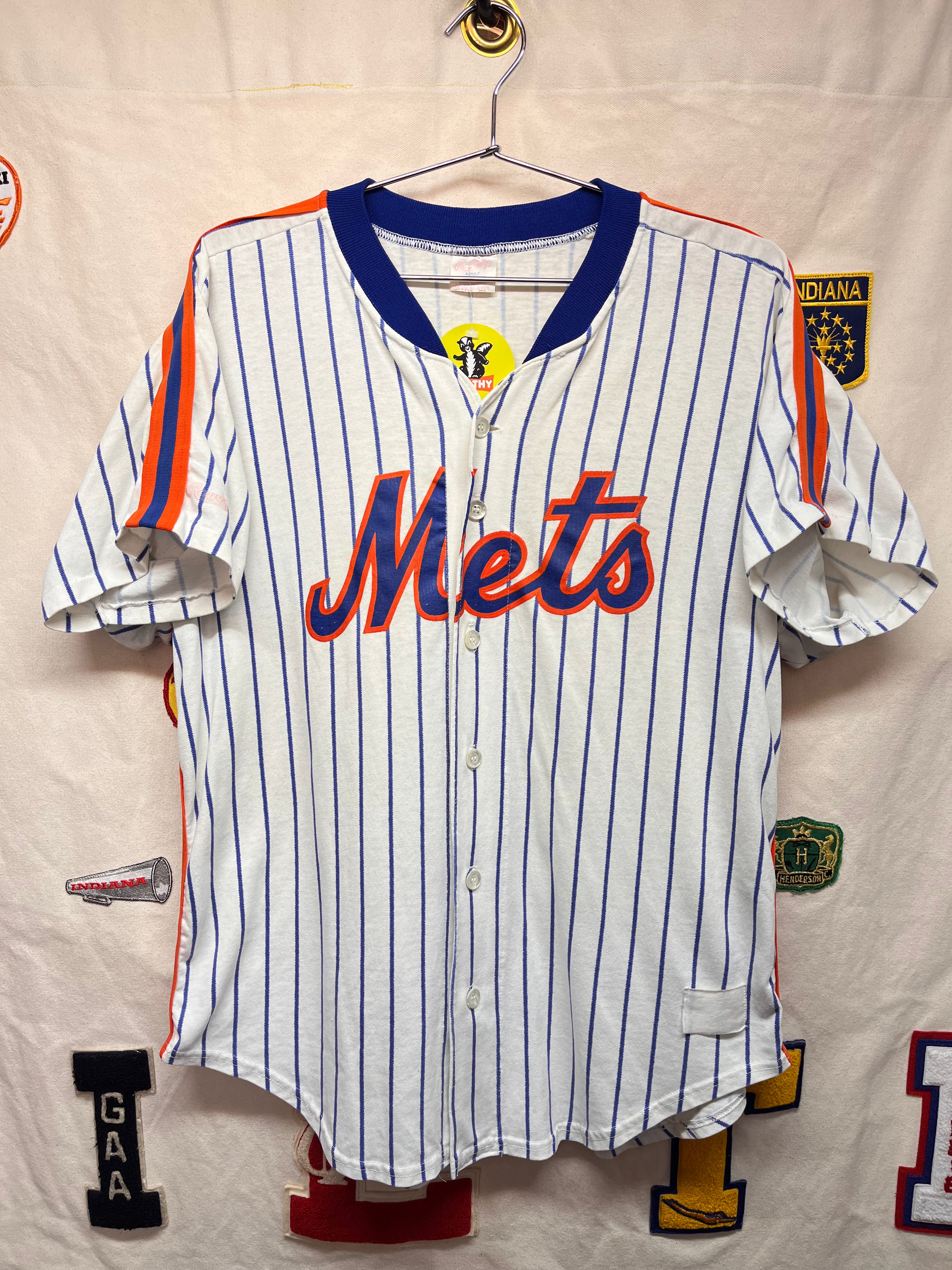 Vintage New York Mets Pinstripe MLB 80's Rawlings Baseball Jersey: XL