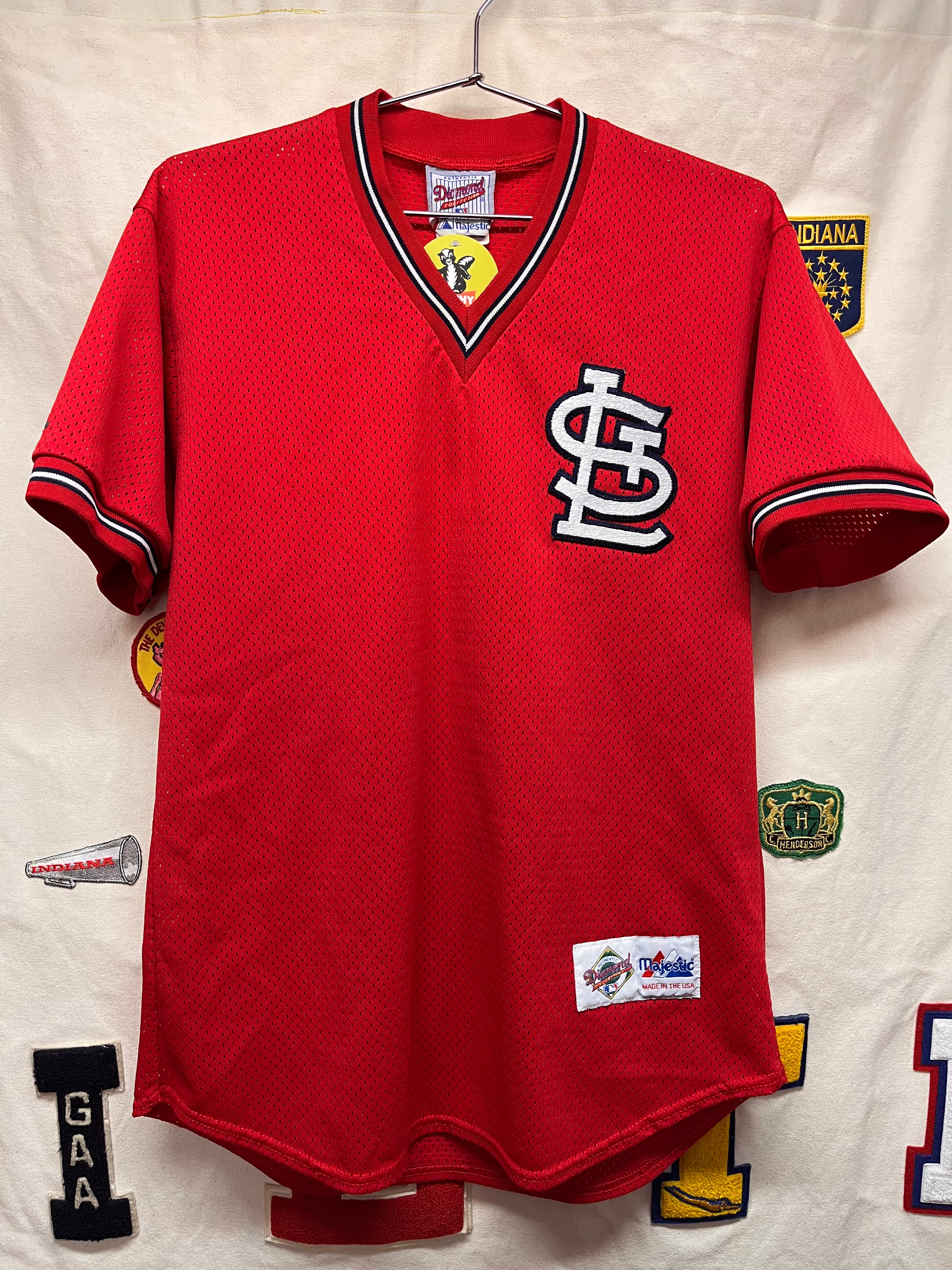 Vintage St.Louis Cardinals Mesh Majestic Diamond Red Baseball Jersey: Large