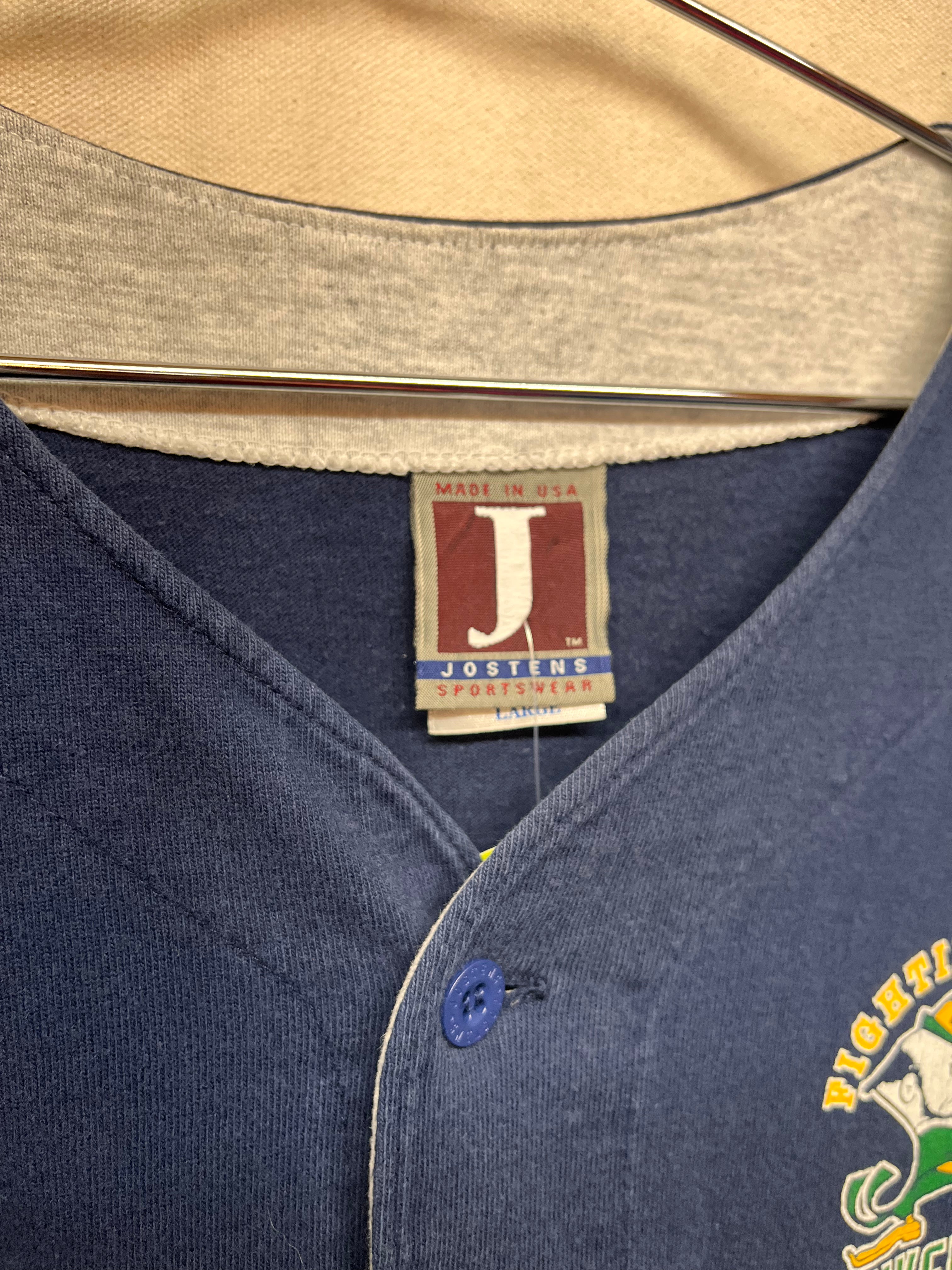 Vintage University of Notre Dame Navy Jostens All Star Team Cotton Baseball Jersey: Large
