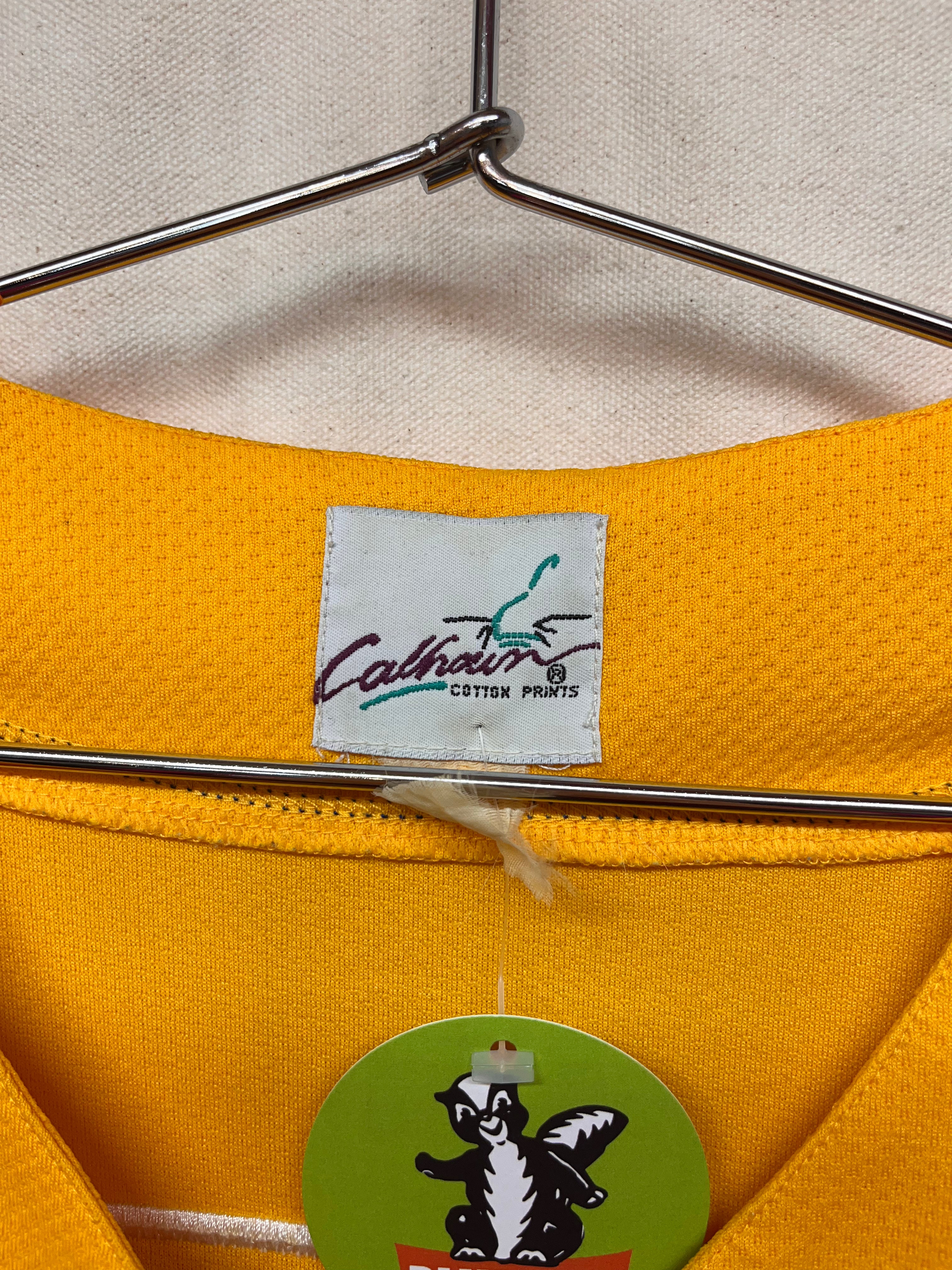 Vintage Corona Beer Mexico Yellow Calhoun Baseball Jersey: XL