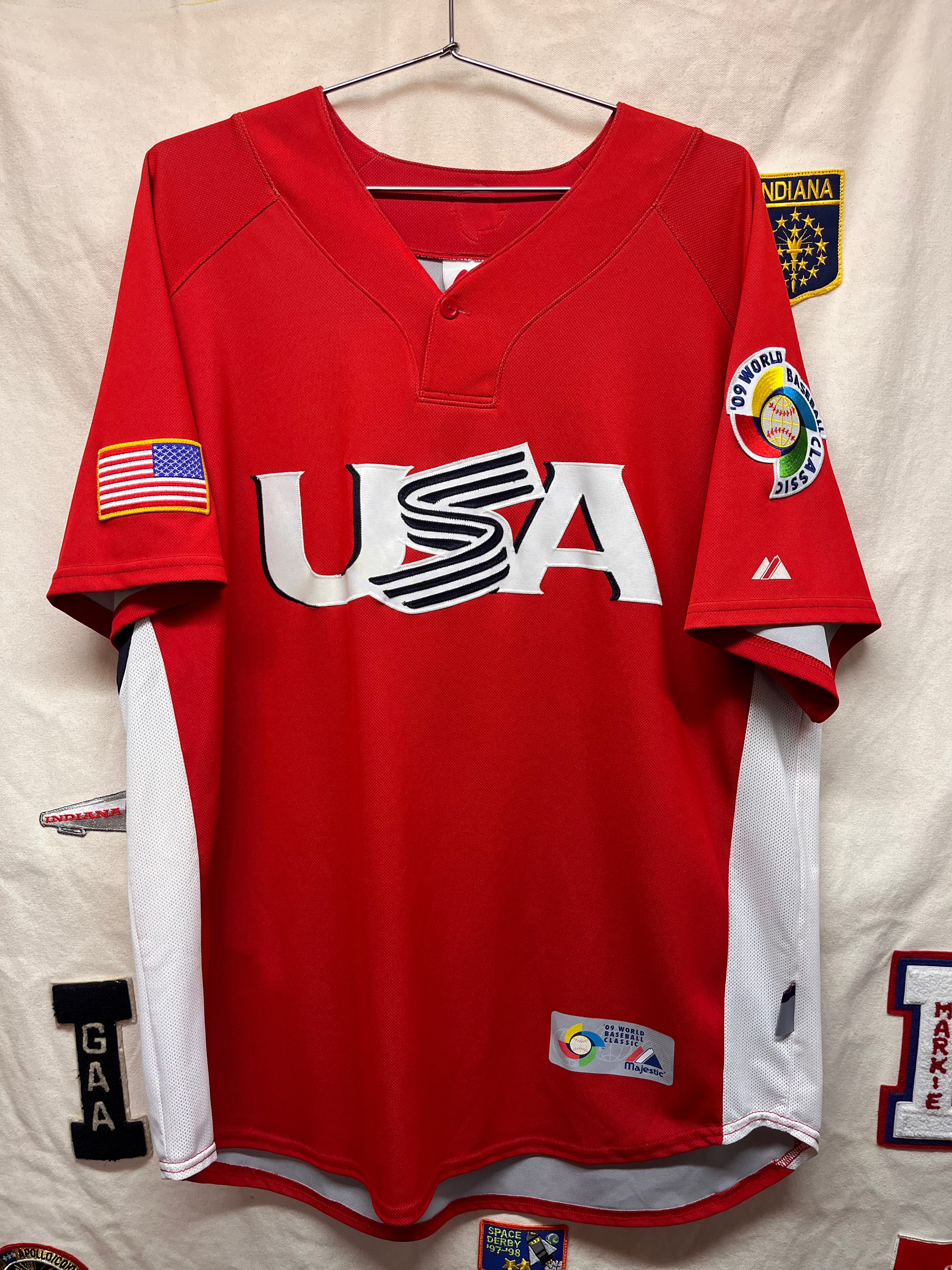2009 World Baseball Classic USA Red Majestic Baseball Jersey: XL