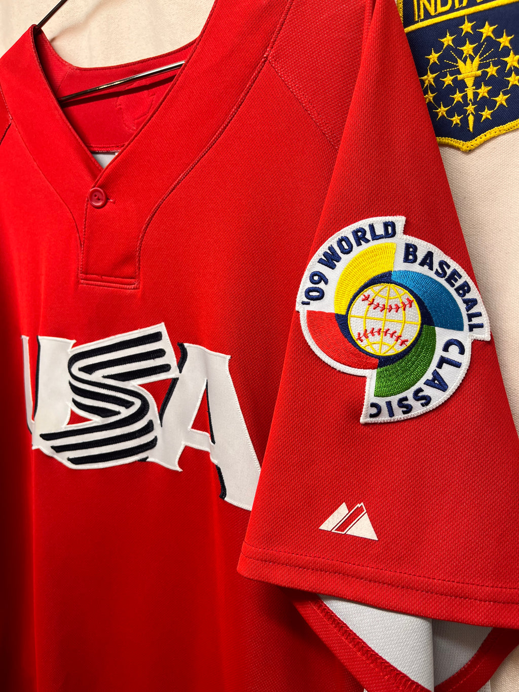2009 World Baseball Classic USA Red Majestic Baseball Jersey: XL