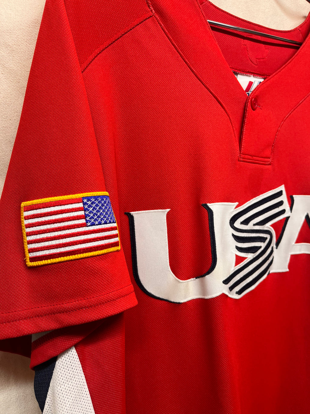 2009 World Baseball Classic USA Red Majestic Baseball Jersey: XL