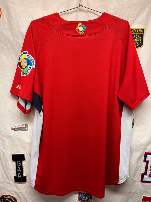 2009 World Baseball Classic USA Red Majestic Baseball Jersey: XL
