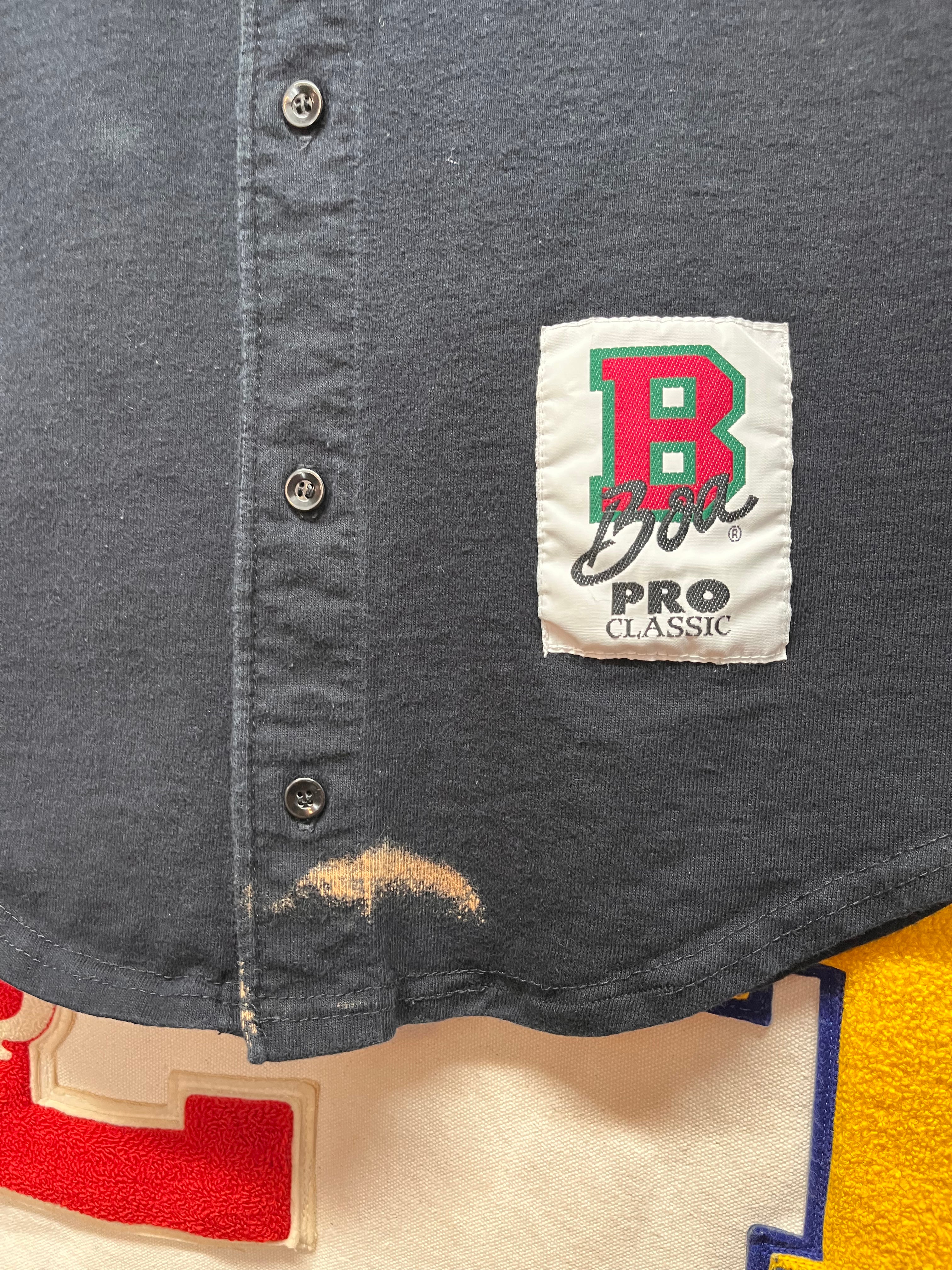 Vintage Purdue University Boilermakers Black Cotton BOA Baseball Jersey: Medium