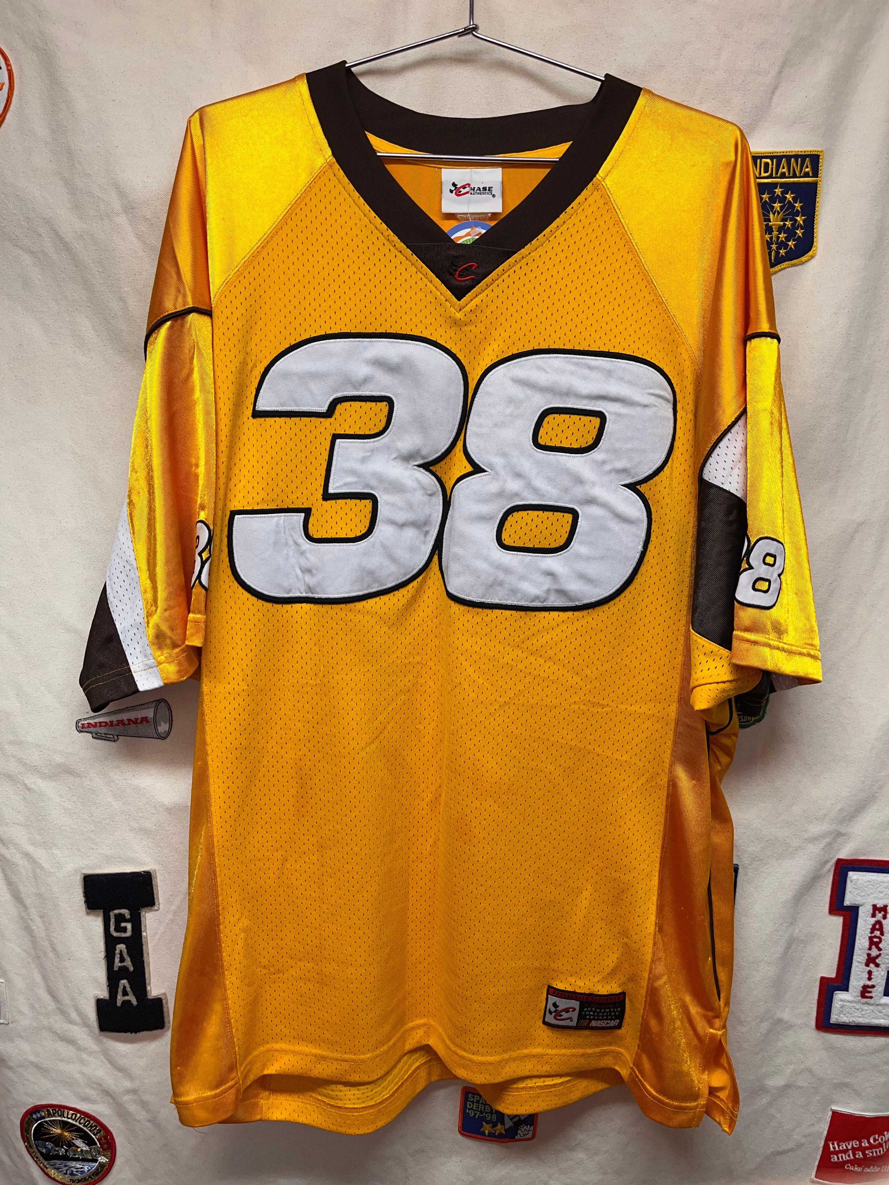 Vintage NASCAR Elliot Sadler M&M's Yellow Y2K Chase Football Jersey: XXL