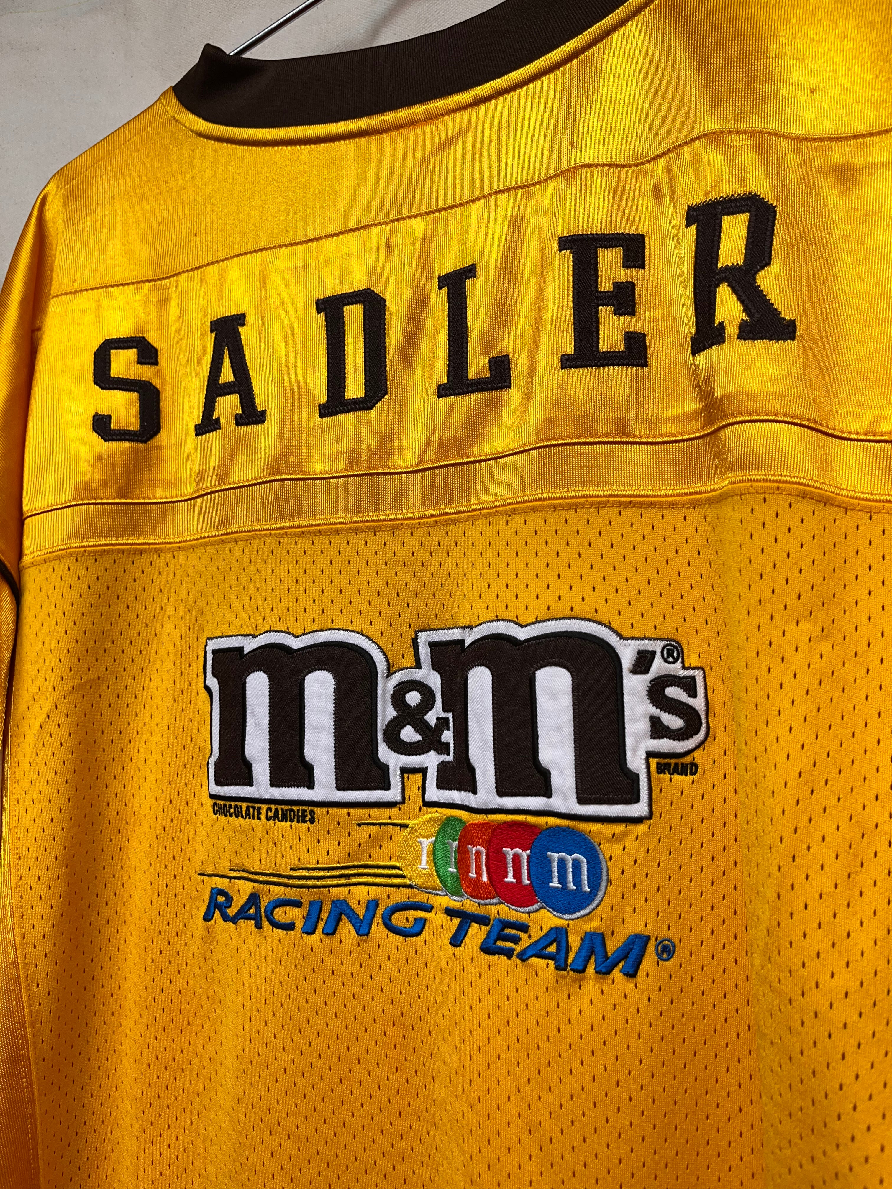Vintage NASCAR Elliot Sadler M&M's Yellow Y2K Chase Football Jersey: XXL