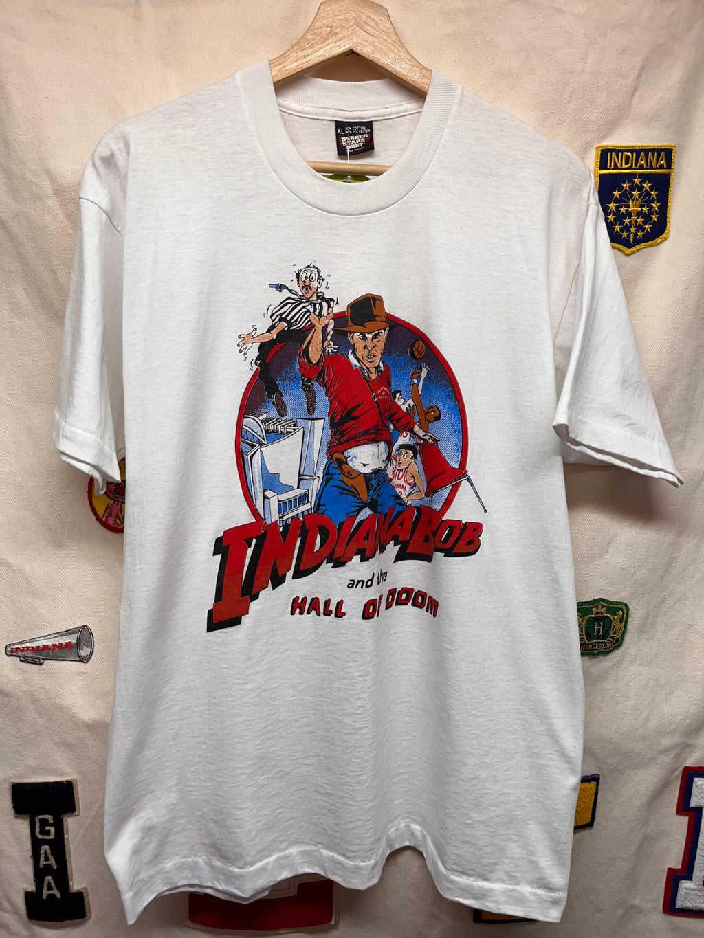 Vintage Indiana Bob Knight Hall of Doom University Hoosiers Basketball Parody T-Shirt: XL