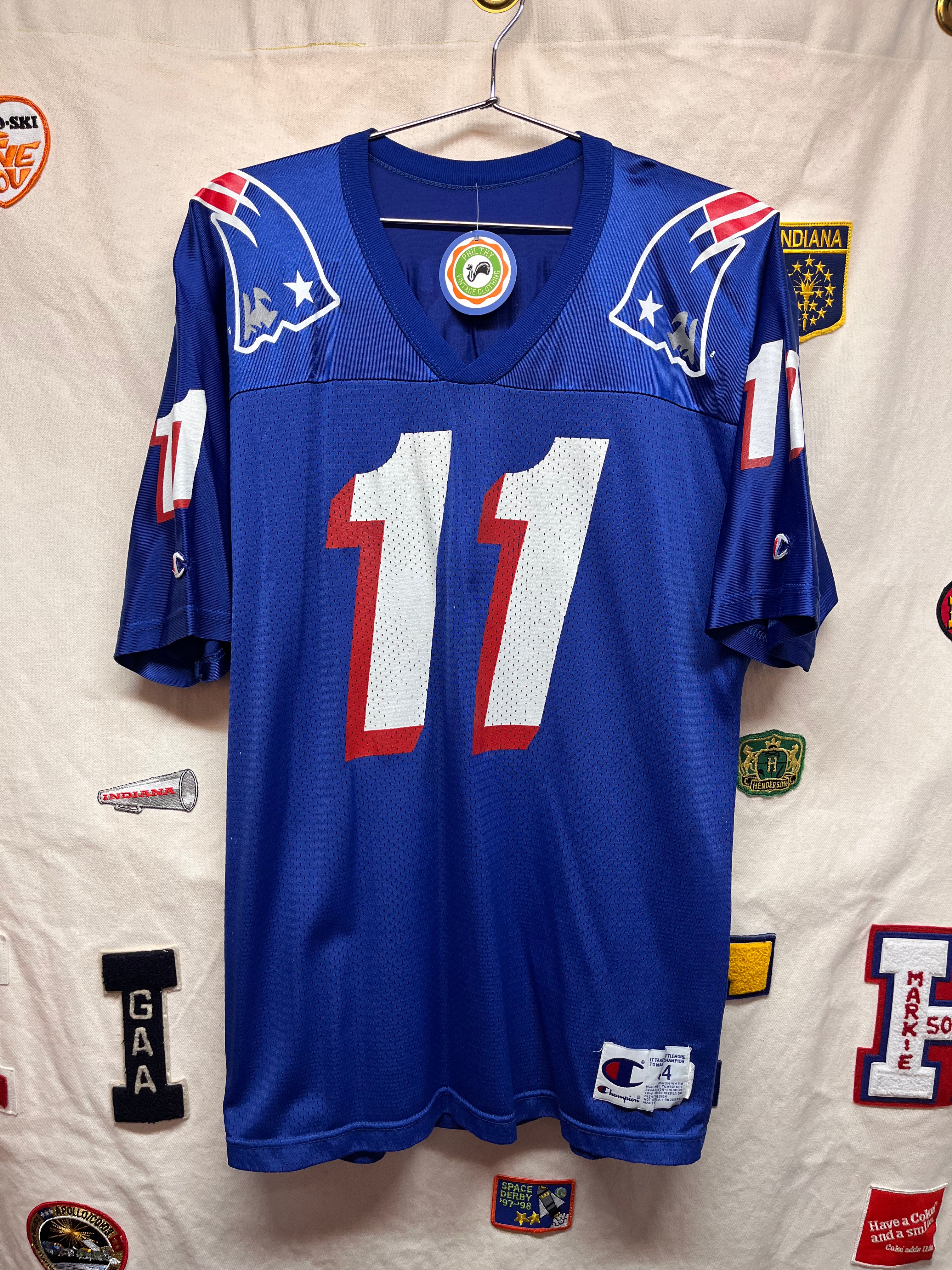 Vintage New England Patriots Drew Bledsoe 11 Champion NFL Football Jersey: Large