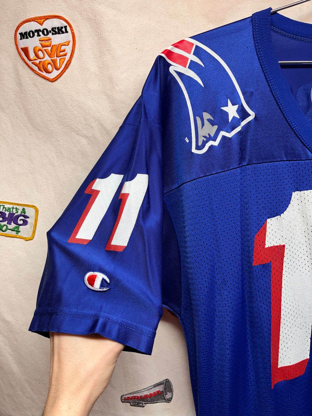 Vintage New England Patriots Drew Bledsoe 11 Champion NFL Football Jersey: Large