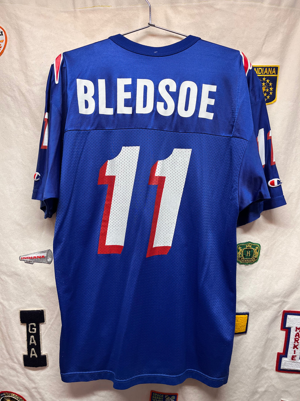 Vintage New England Patriots Drew Bledsoe 11 Champion NFL Football Jersey: Large