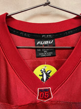 Load image into Gallery viewer, Vintage Fubu Red Blue Gradient Y2K Mesh Football Jersey: XL
