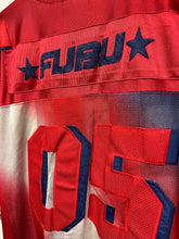 Load image into Gallery viewer, Vintage Fubu Red Blue Gradient Y2K Mesh Football Jersey: XL
