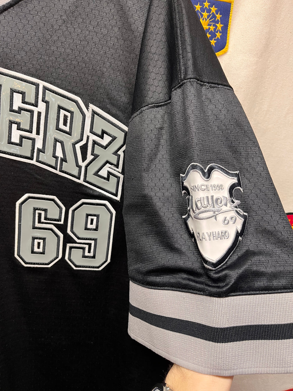 Vintage Playerz 69 Black Mesh Y2K Football Jersey: XXL