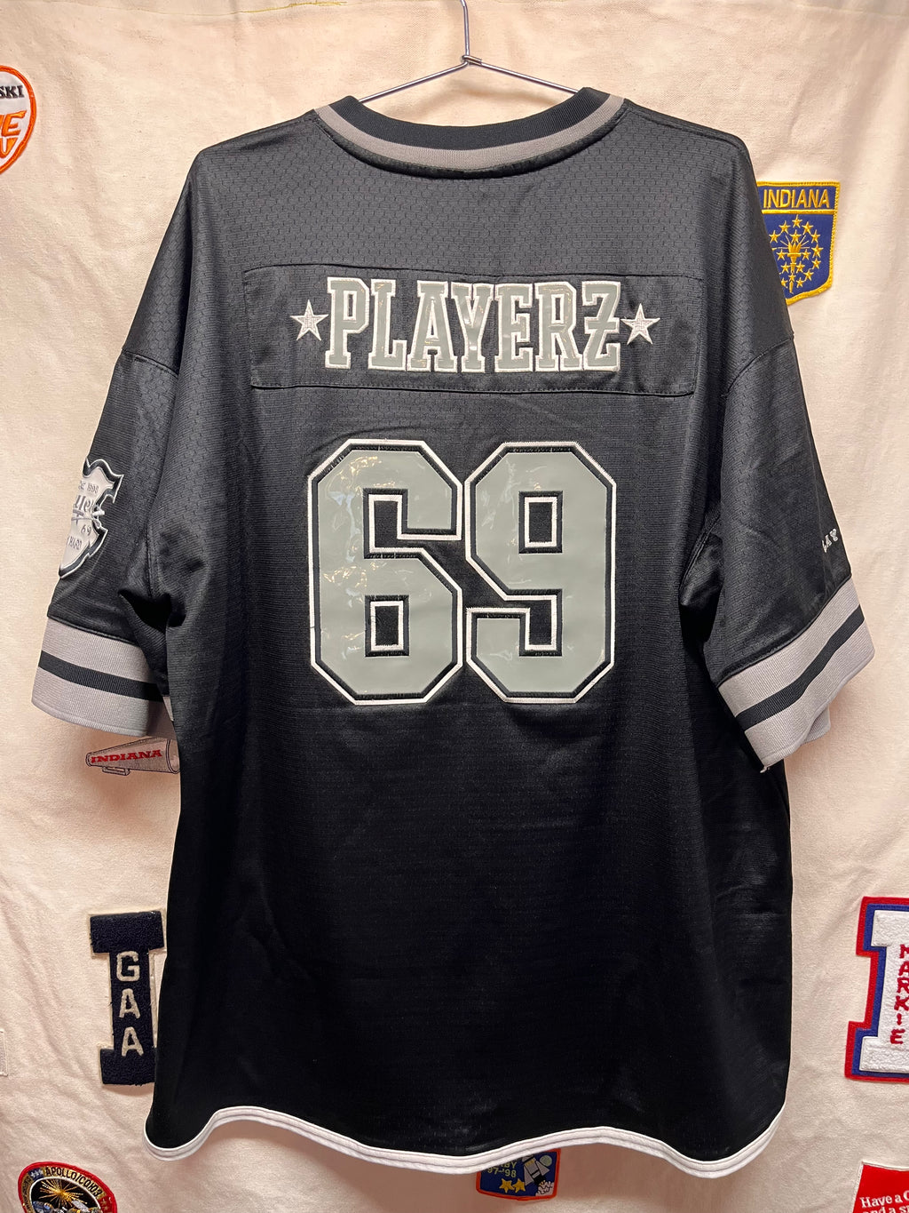 Vintage Playerz 69 Black Mesh Y2K Football Jersey: XXL