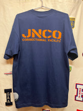 Load image into Gallery viewer, JNCO Jeans Correctional Facility Convict Ball Chain NWT USA TeesNavy T-Shirt: Large
