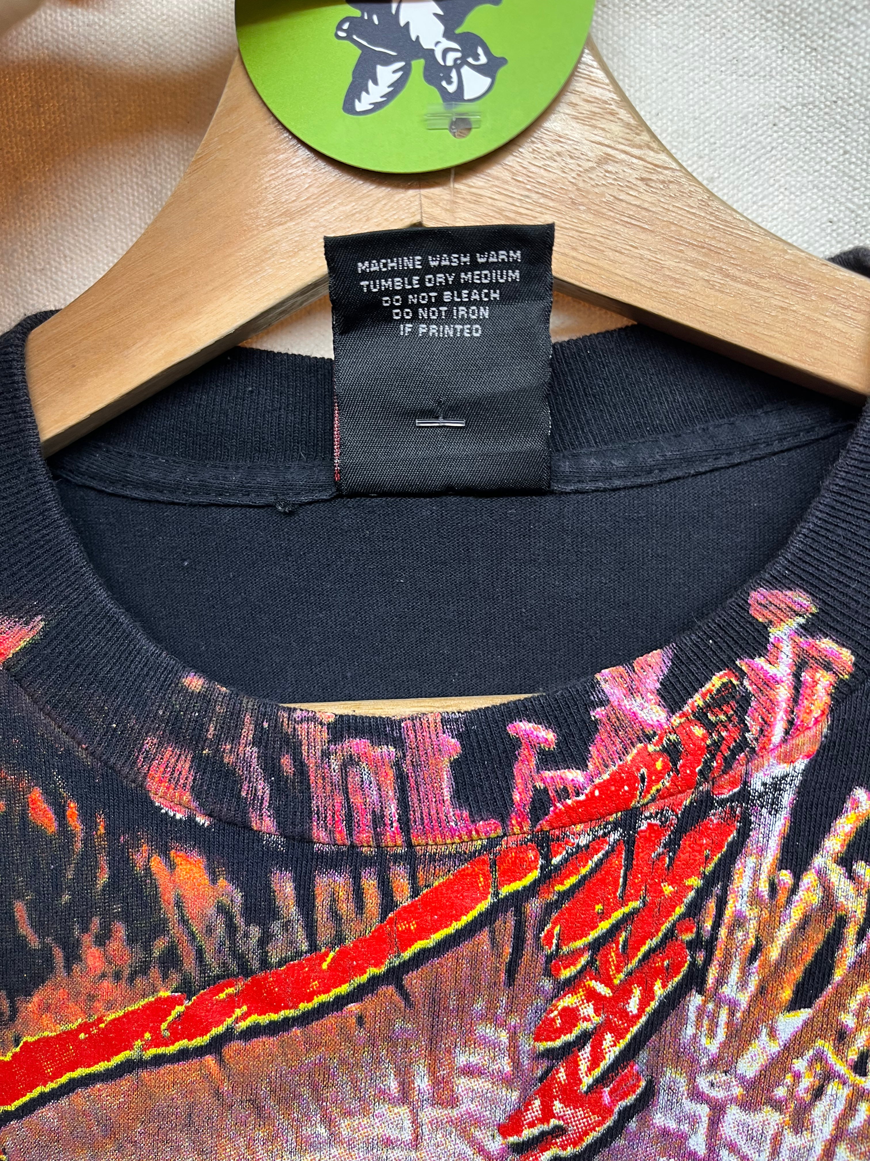 Vintage Aerosmith Get A Grip 1994 All Over Print Giant Black Band T-Shirt: Large