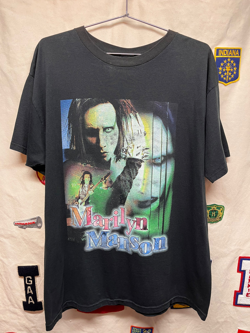 Vintage Marilyn Manson Bootleg Concert Tour 90's Rap Band Black T-Shirt: XL
