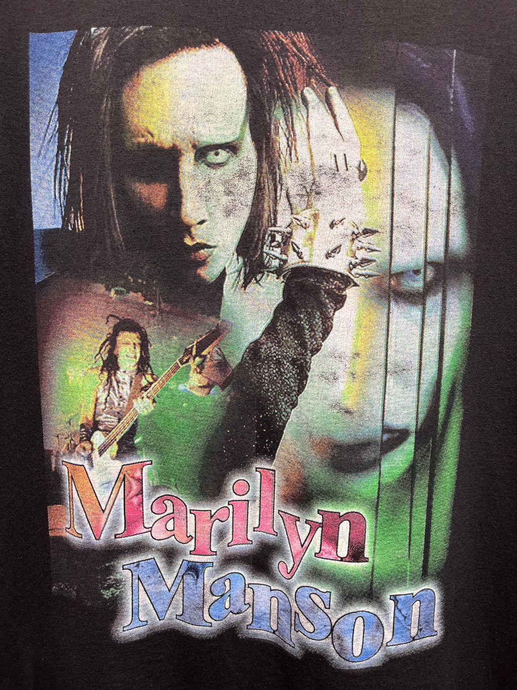 Vintage Marilyn Manson Bootleg Concert Tour 90's Rap Band Black T-Shirt: XL