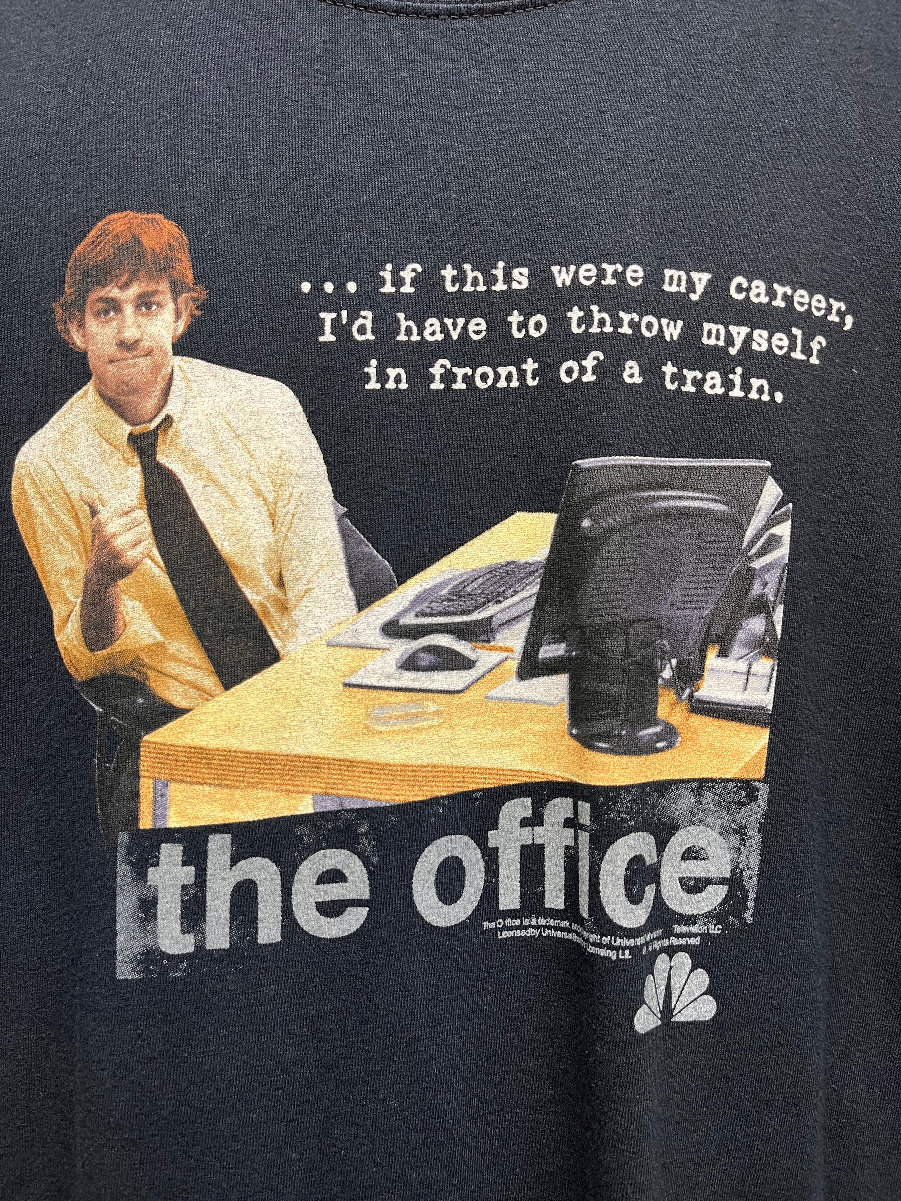 Vintage The Office Jim Halpert Train TV Show NBC Universal Promo Black T-Shirt: XL