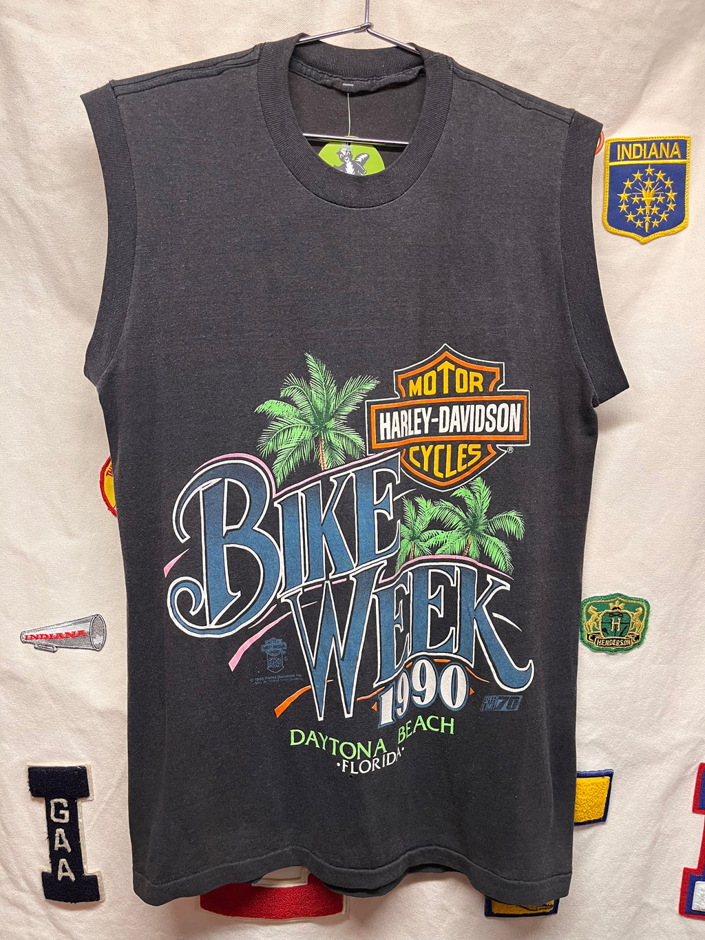 Vintage Harley Davidson Daytona Beach Bike Week 1990 BlackCut Off T-Shirt: XL