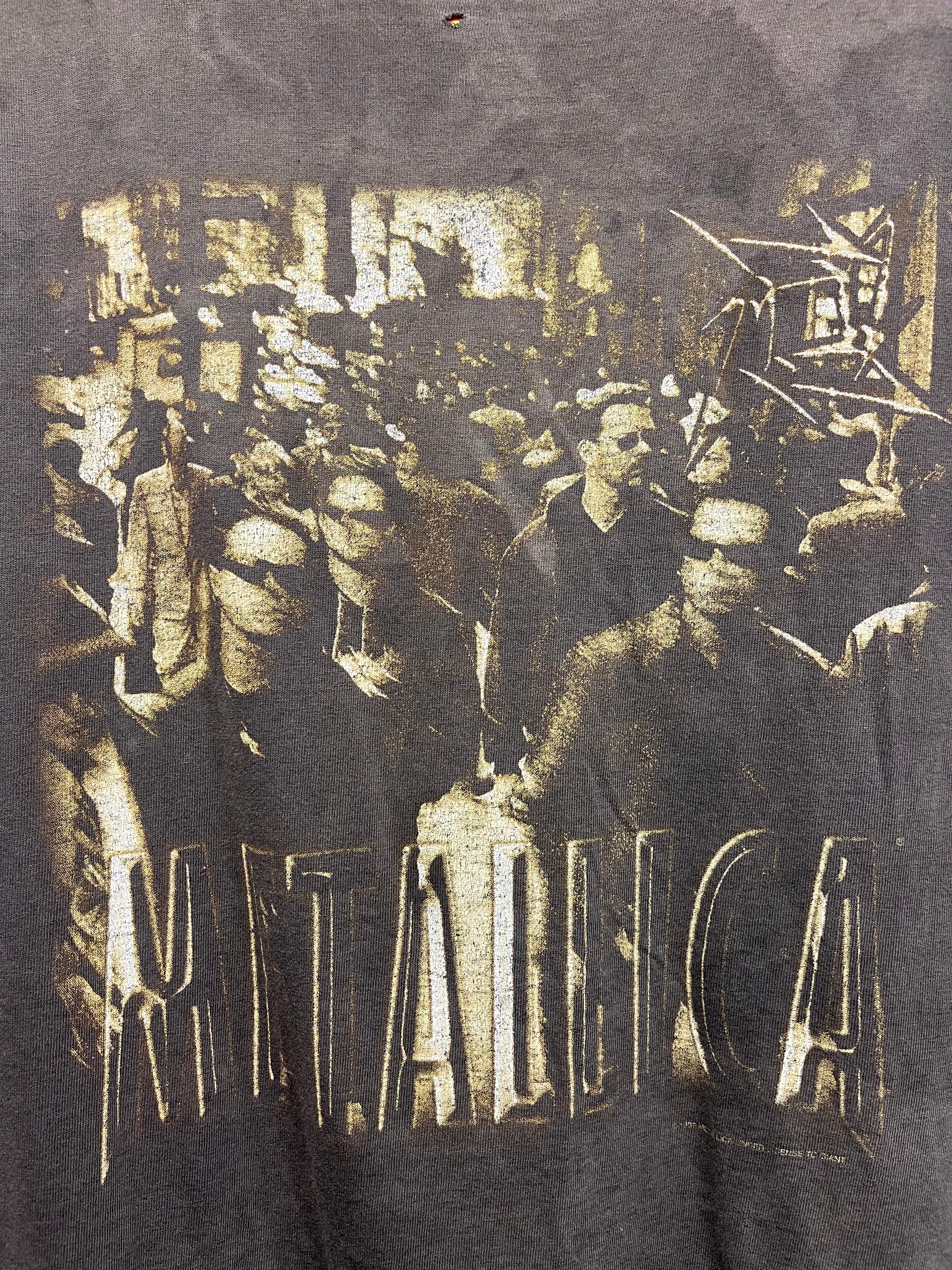 Vintage Metallica 1996 Black Distressed Thrashed Giant Band T-Shirt: XL