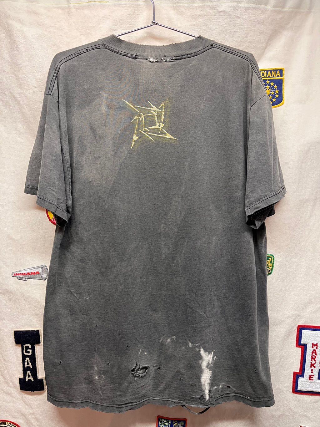 Vintage Metallica 1996 Black Distressed Thrashed Giant Band T-Shirt: XL
