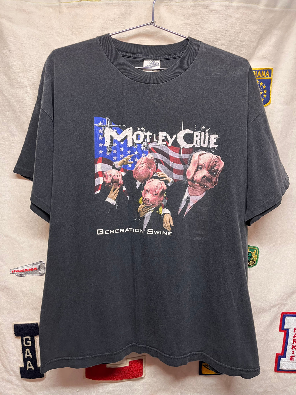 Vtg Motley Crue Generation Swine Black Band Cronies Black T-Shirt: XL