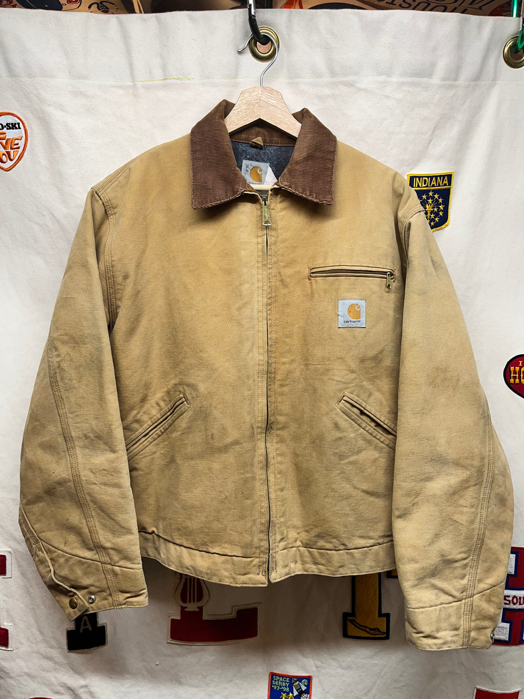 Vintage Carhartt Detroit Tan Duck Canvas Blanket Lined Zip Up Jacket: Large (44)