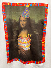 Load image into Gallery viewer, Vintage Mona Lisa Birthday Cake Da Vinci Painting Parody Paper Art T-Shirt: XL
