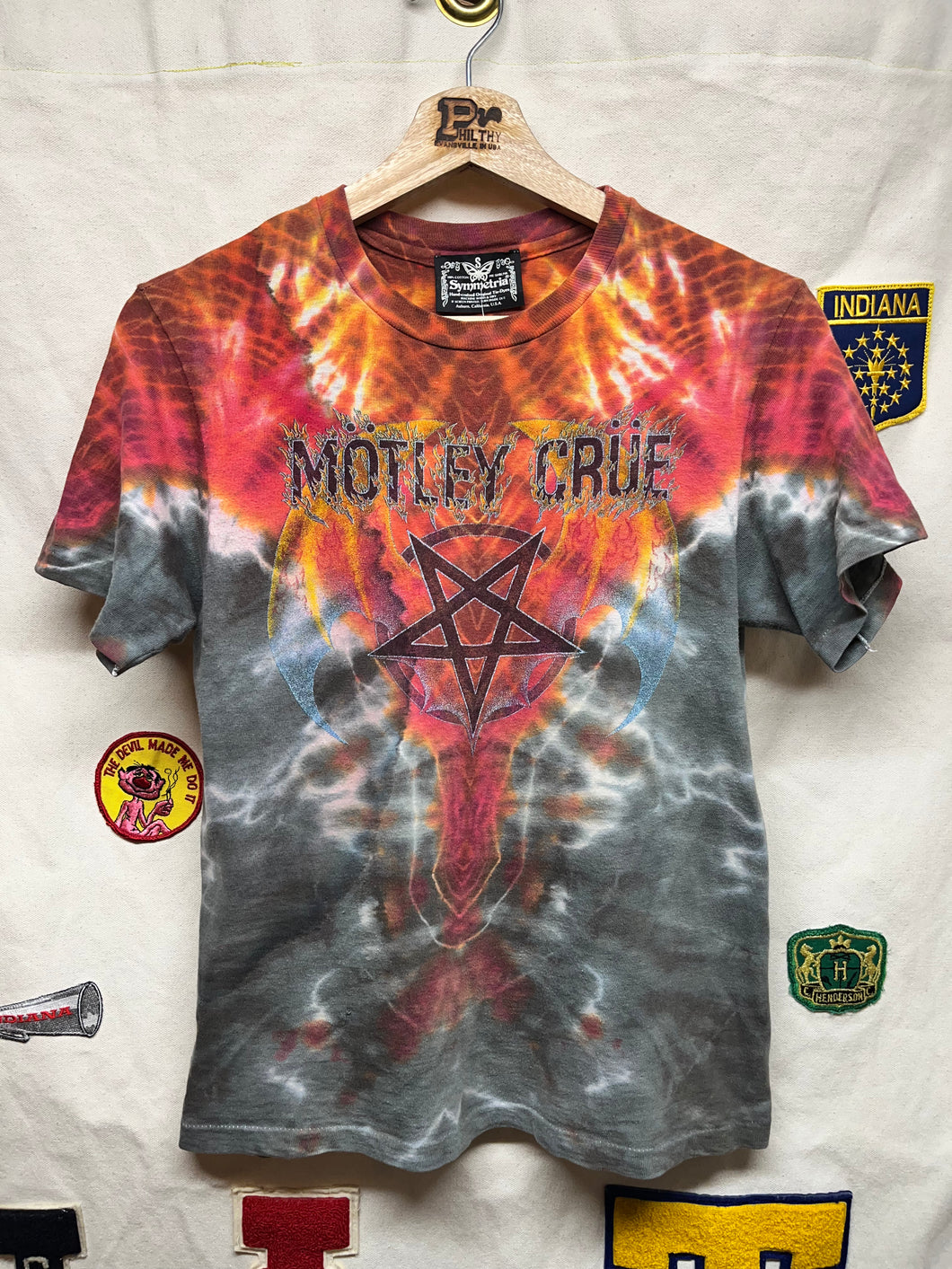 Vintage Motley Crue Symmetria USA 80's Tie-Dye T-Shirt: Small