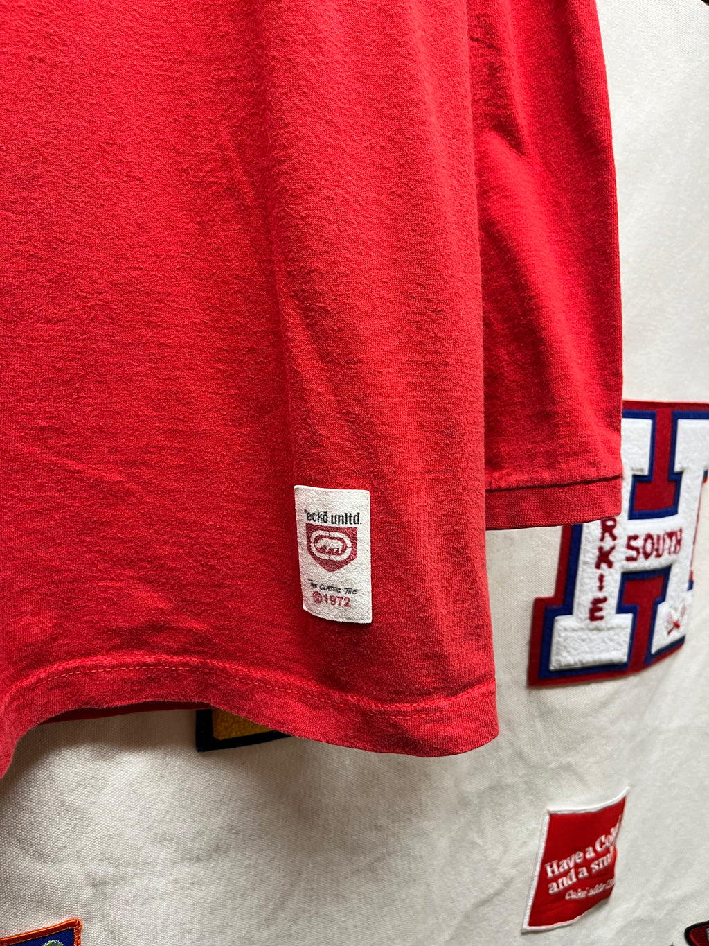 Vintage Marc Ecko Unlimited Y2K USA Longsleeve Red T-Shirt: Medium