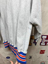 Load image into Gallery viewer, Vintage Syracuse University Law School Grey Reverse Weave Striped Cuffs Crewneck Sweatshirt: Large
