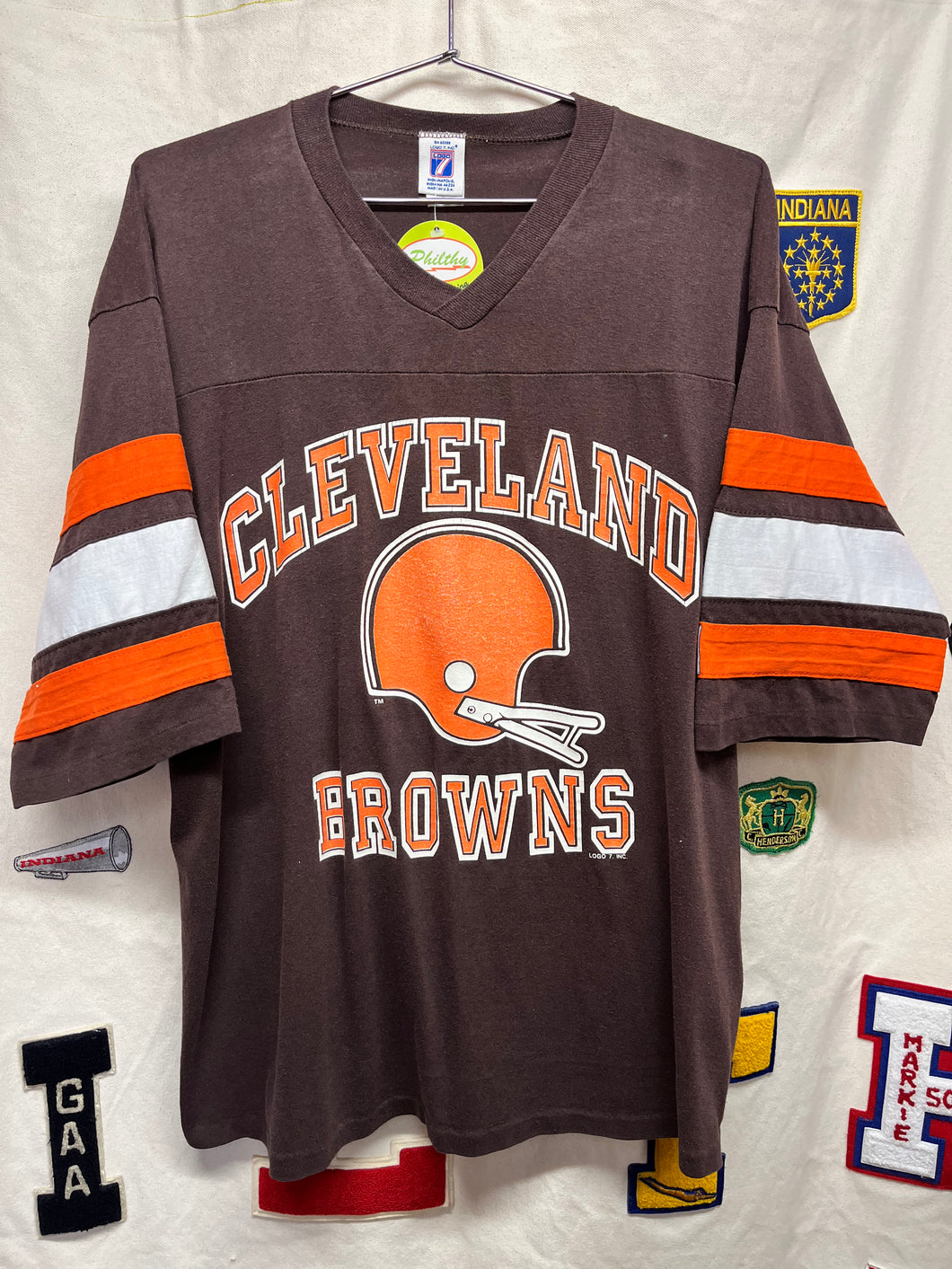 Vintage Cleveland Browns Helmet NFL Logo 7 Football Jersey T-Shirt: XL