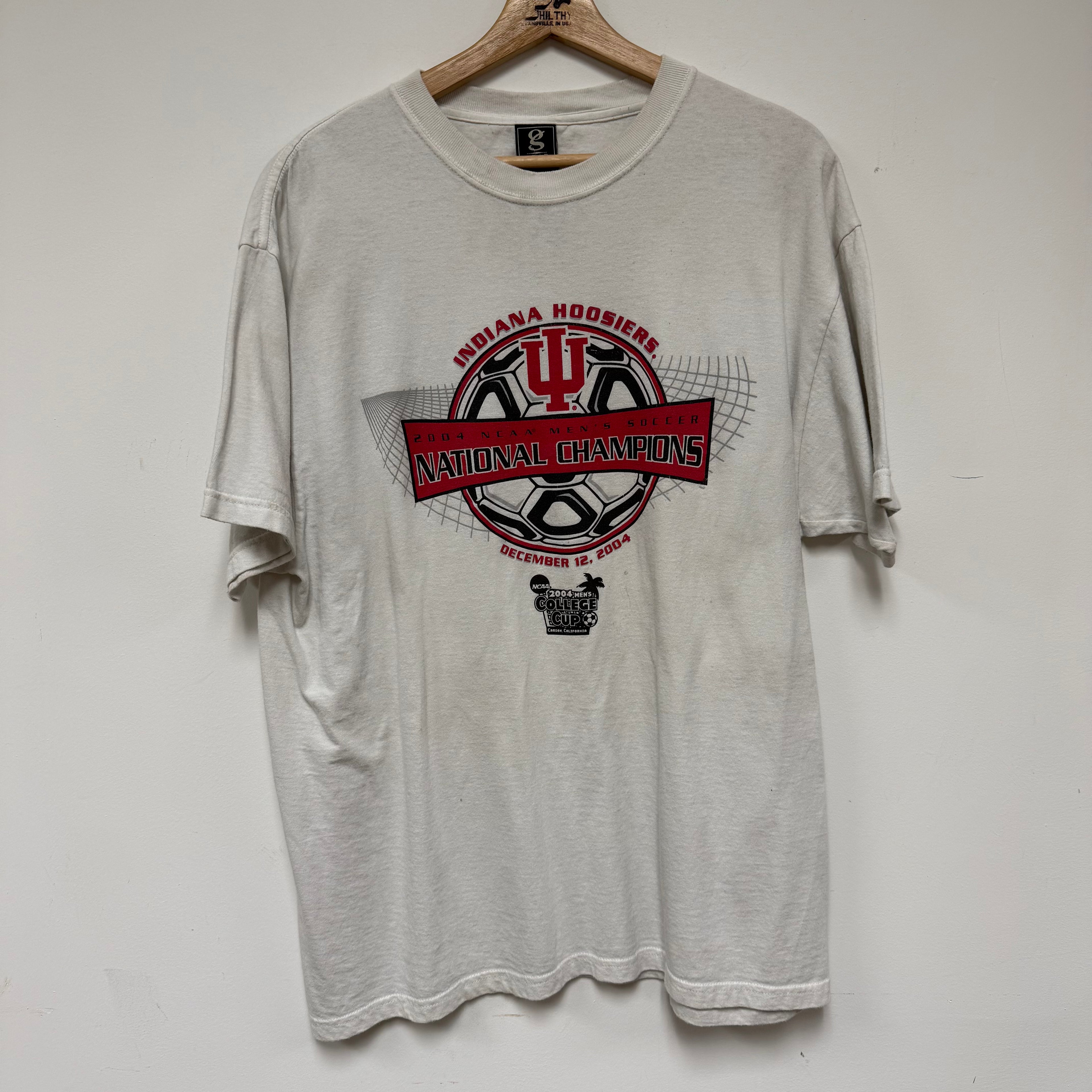 Vintage 2004 IU Hoosier NCAA Soccer Championship T-Shirt: XL