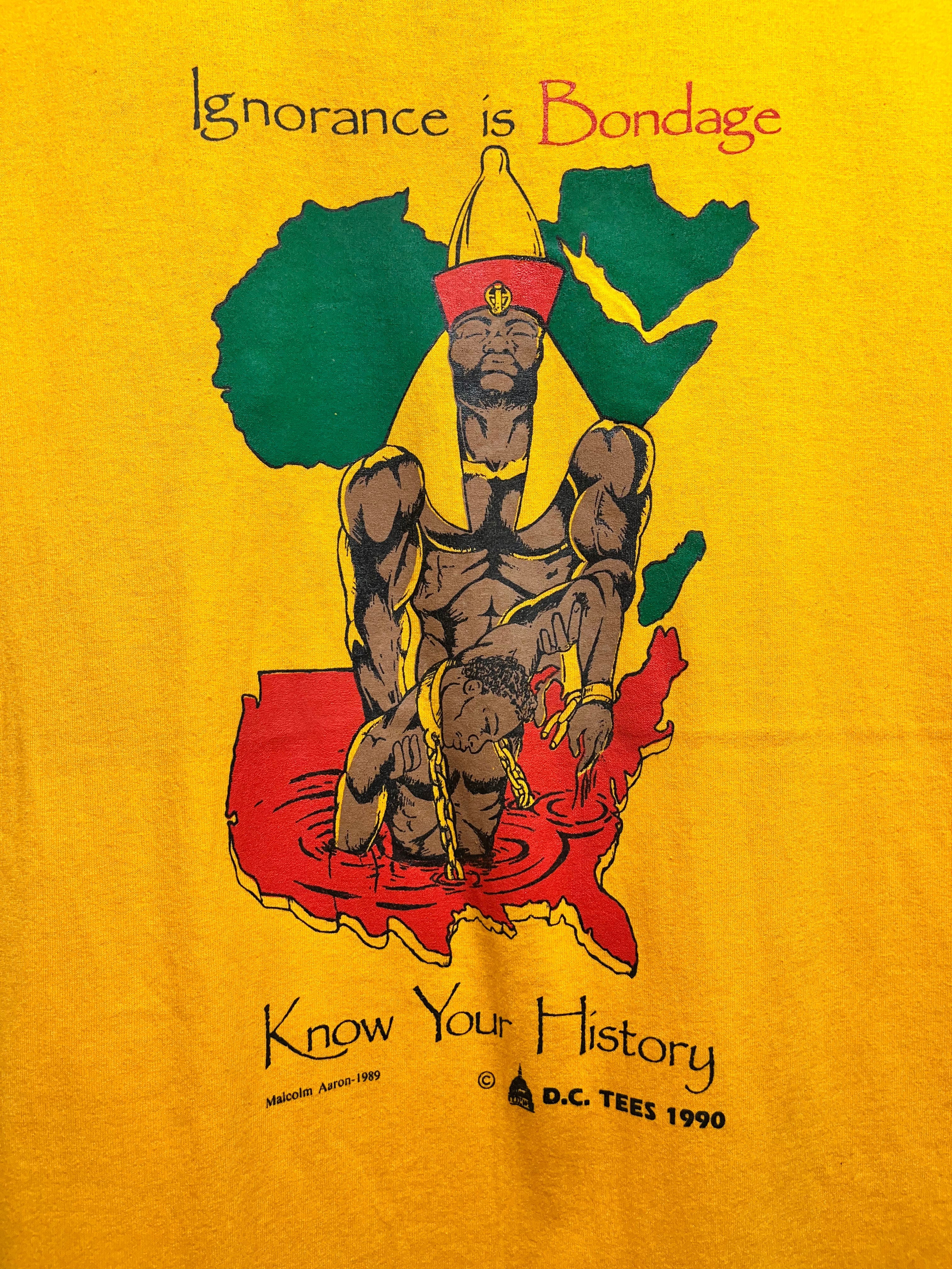 Vintage Ignorance is Bondage African Slave Brother D.C. Tees 1990 Black Political T-Shirt: Larges