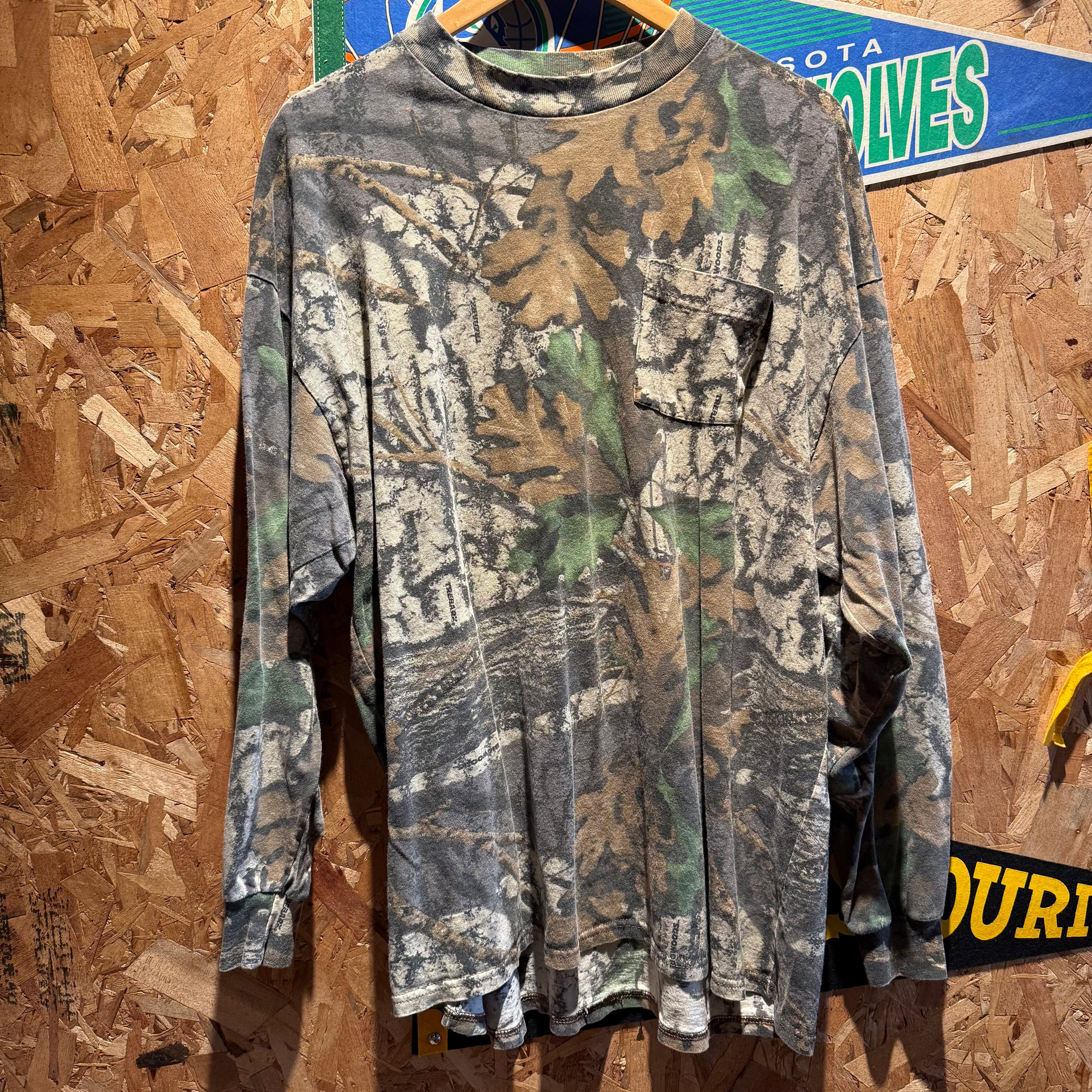 Vintage Camouflage Long Sleeve T-Shirt: XXL