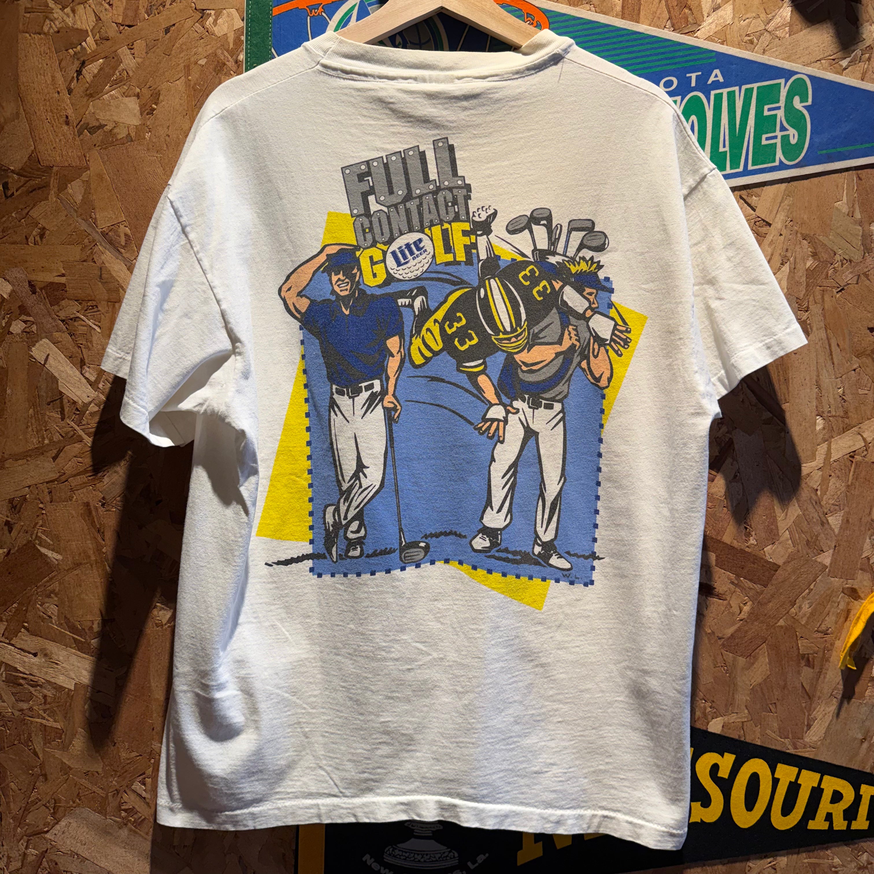 Vintage Miller Lite Beer Golf Graphic T-Shirt: XL