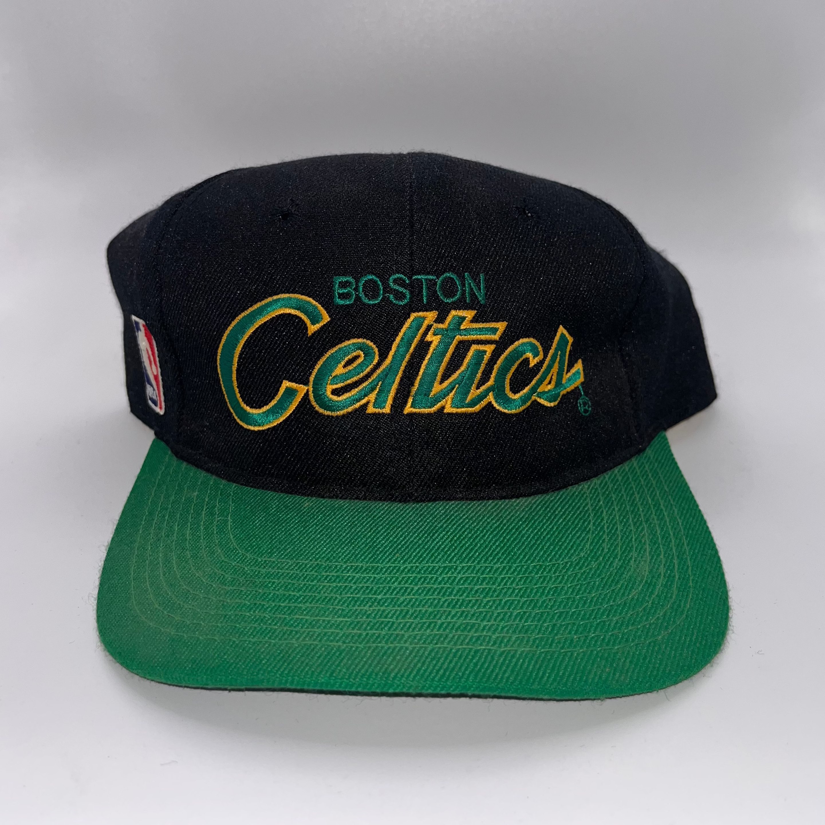Vintage Boston Celtics Script NBA Sports Specialties Black Green Snapback Hat