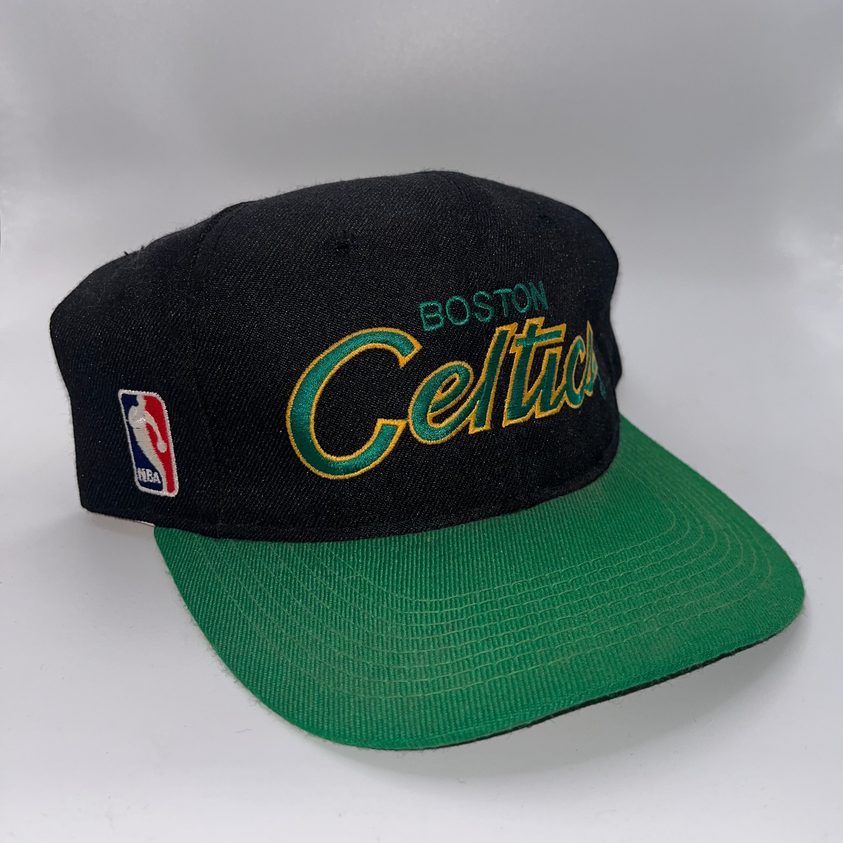 Vintage Boston Celtics Script NBA Sports Specialties Black Green Snapback Hat
